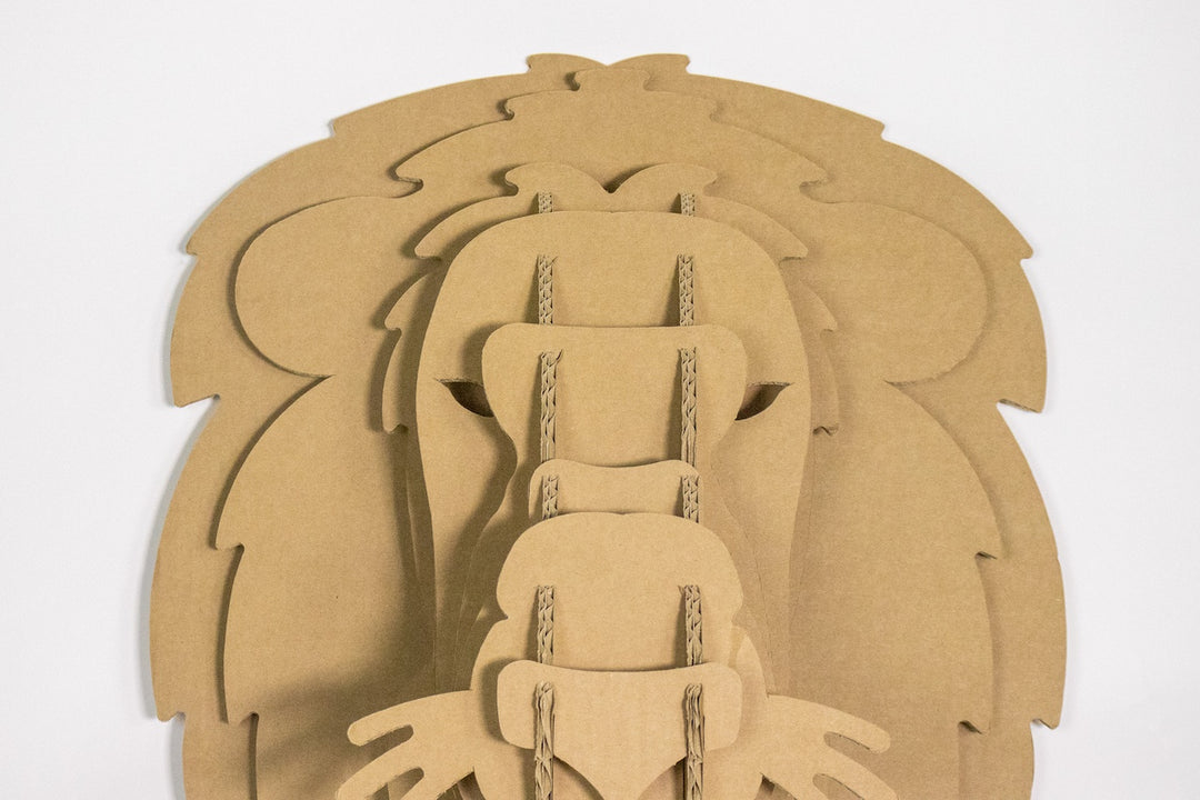 Cardboard lion head