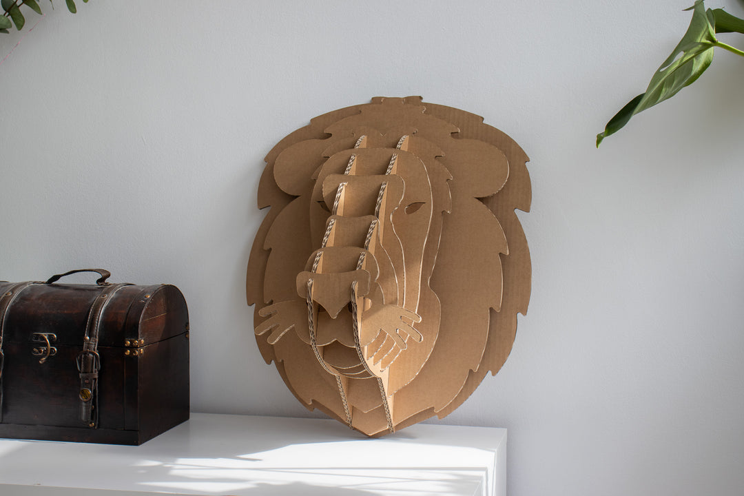 Cardboard lion head