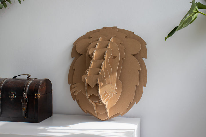 Cardboard lion head