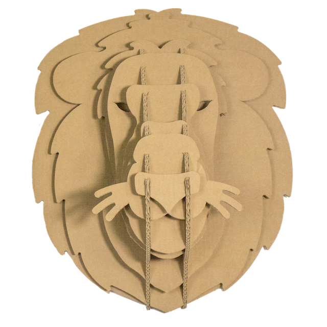 Cardboard lion head