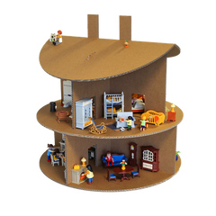 Kartonnen poppenhuis rond