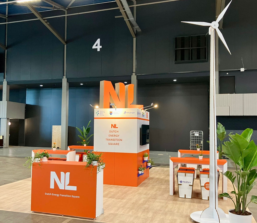 Kartonnen bedrukte beurstafel hoog