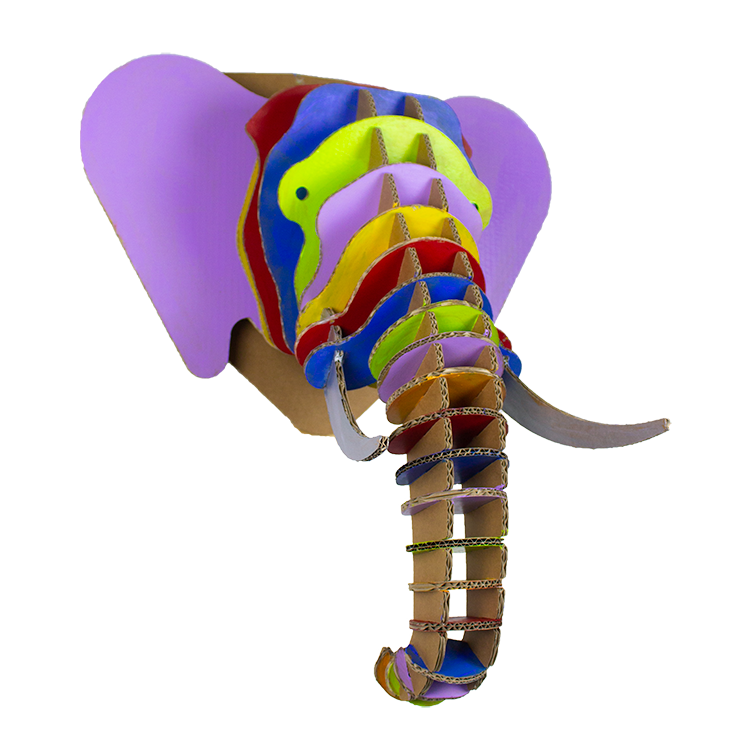 Cardboard elephant head