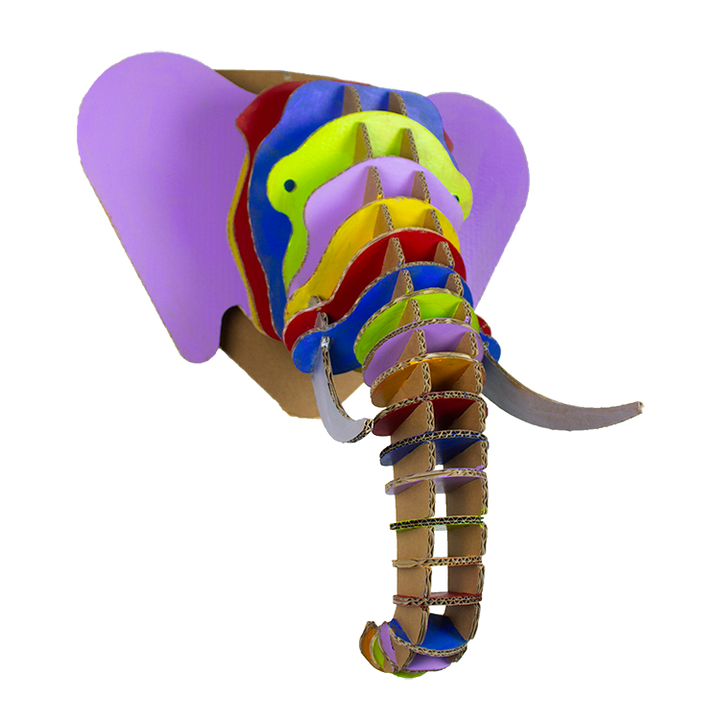 Cardboard elephant head