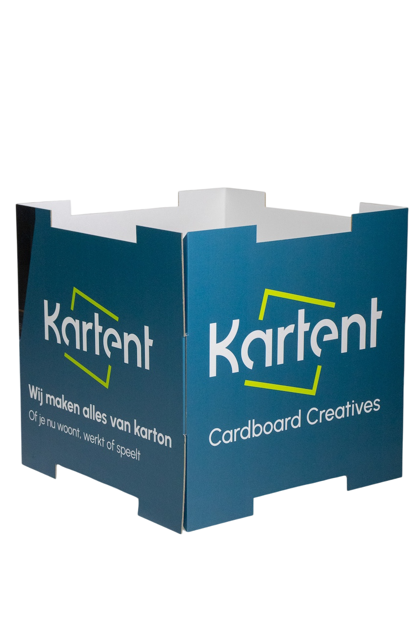 Kartonnen bedrukte stapelkubus open
