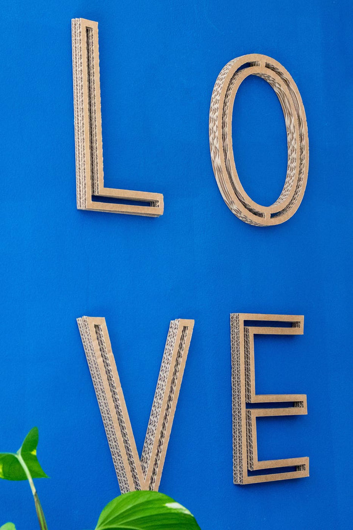 Cardboard open letters and numbers