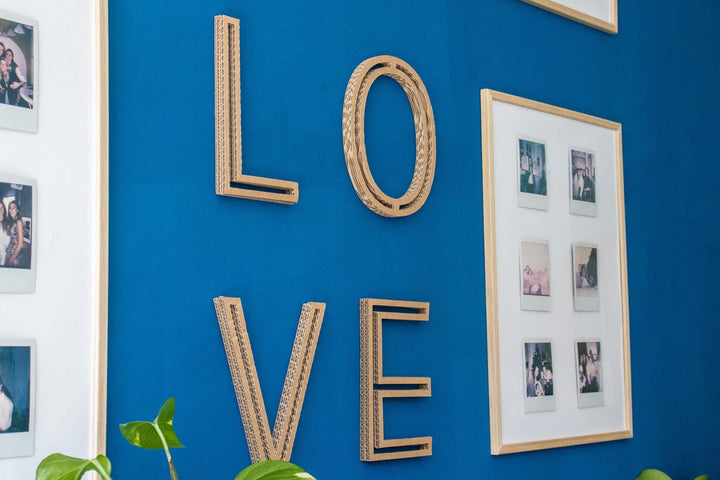 Cardboard open letters and numbers