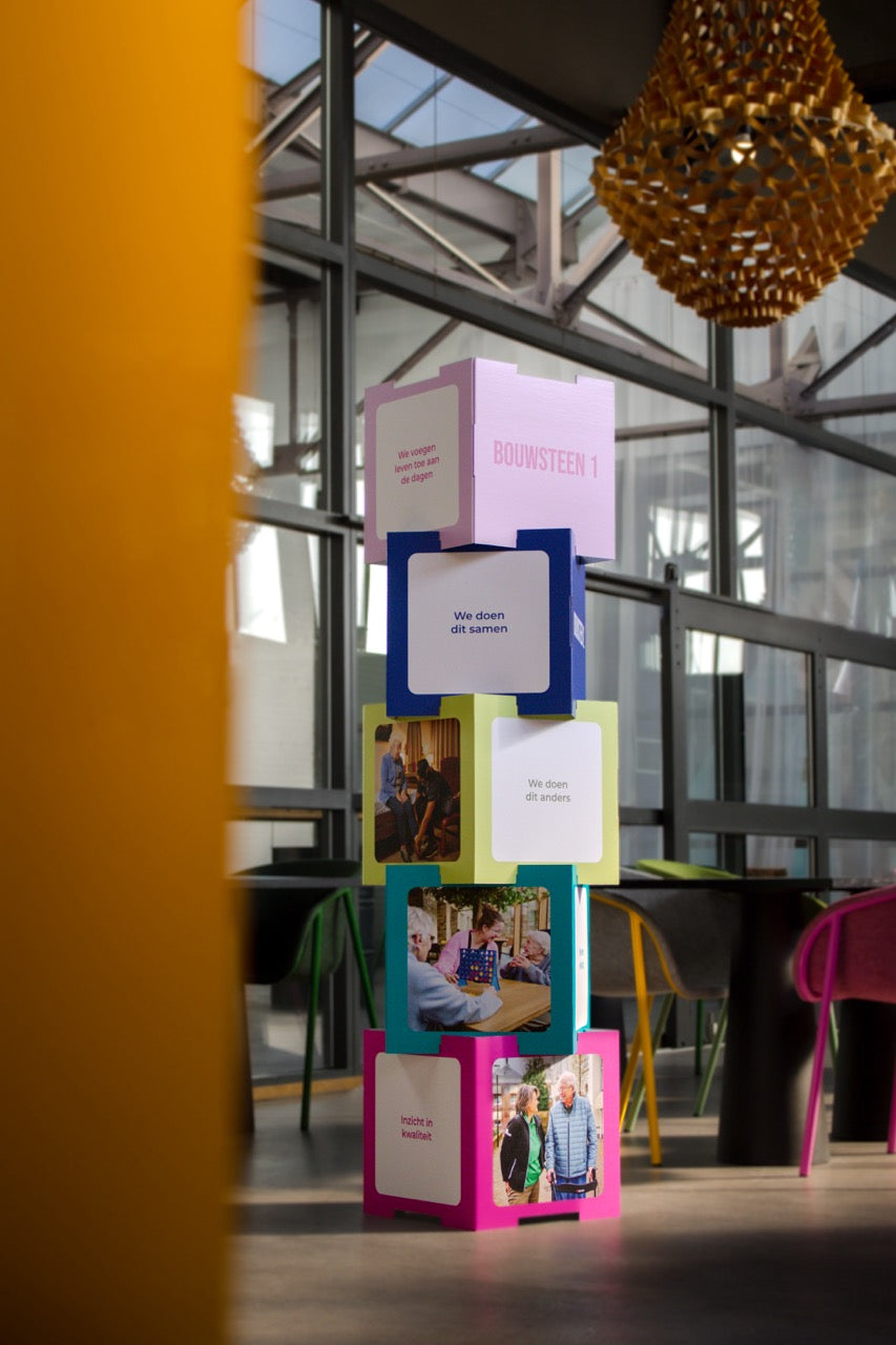 Cardboard printed stacking cube open