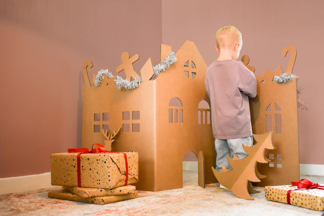 Cardboard winter play wall