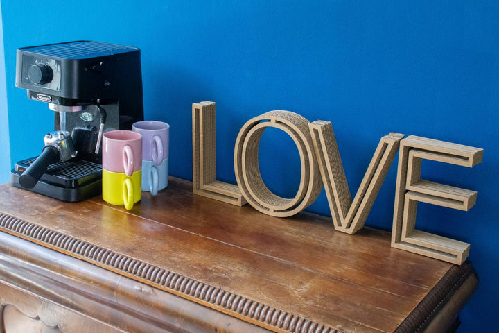 Cardboard open letters and numbers