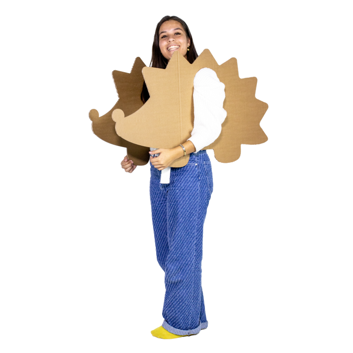 Cardboard hedgehog costume