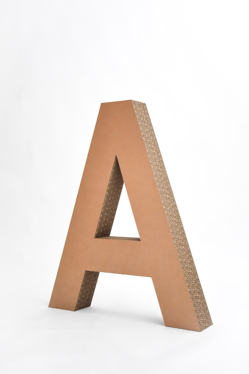 Cardboard layered letters and numbers