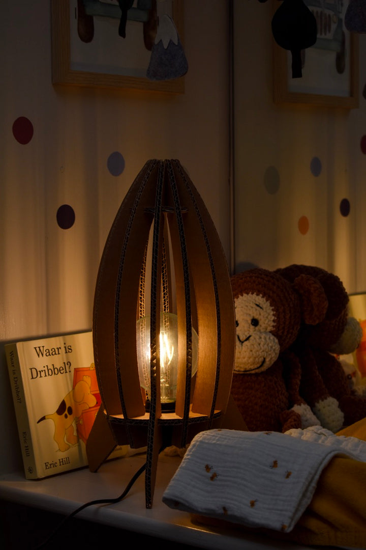 Kartonnen meise lamp