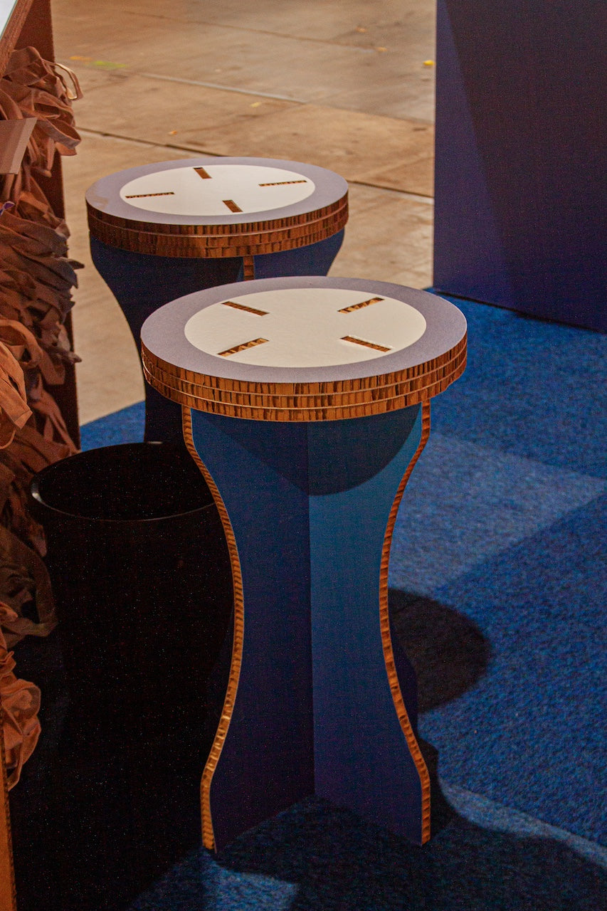 Cardboard printed round bar stool