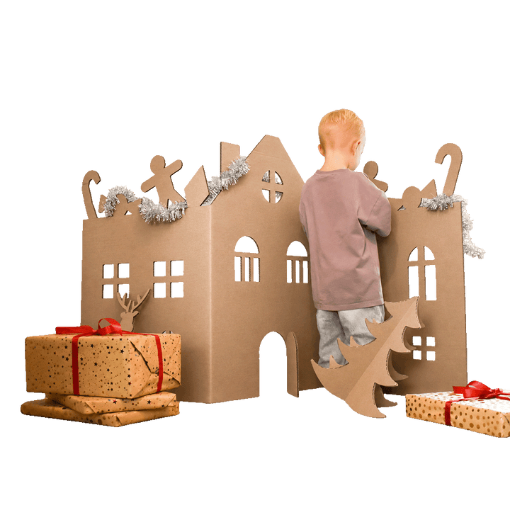 Cardboard winter play wall
