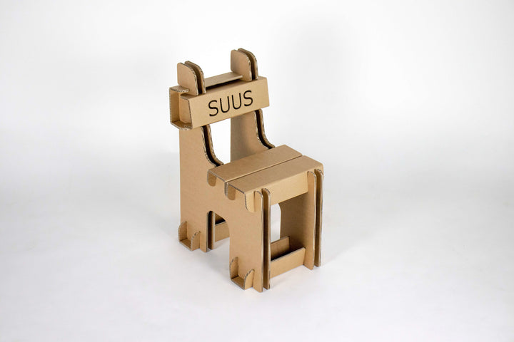 Cardboard set of children's table and chairs with names