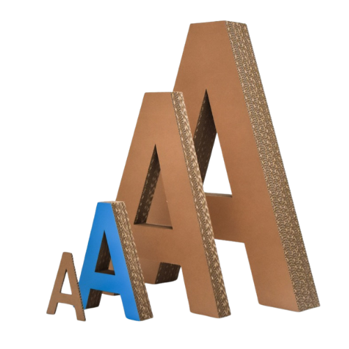 Cardboard layered letters and numbers
