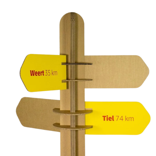 Large cardboard signpost
