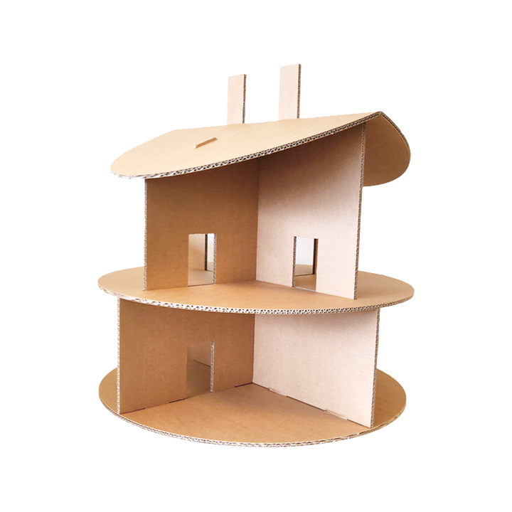 Kartonnen poppenhuis rond