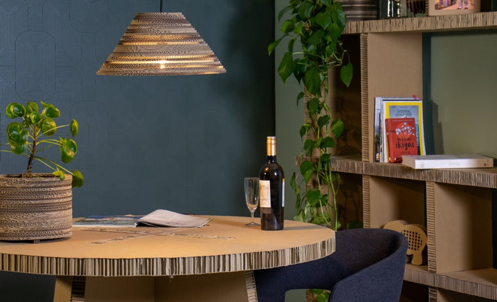 Kartonnen liempde lamp