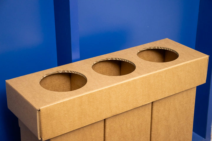 Cardboard lid trio waste bin