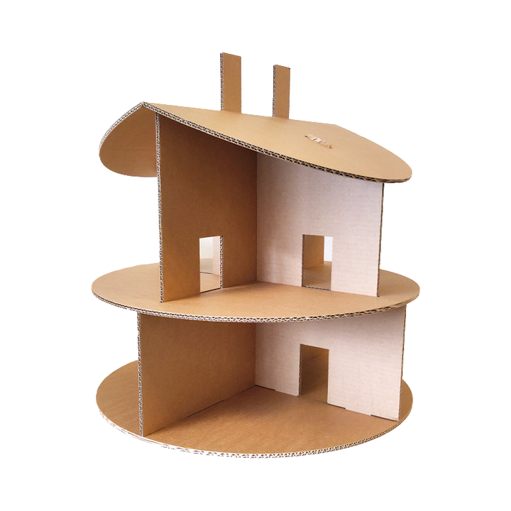Kartonnen poppenhuis rond
