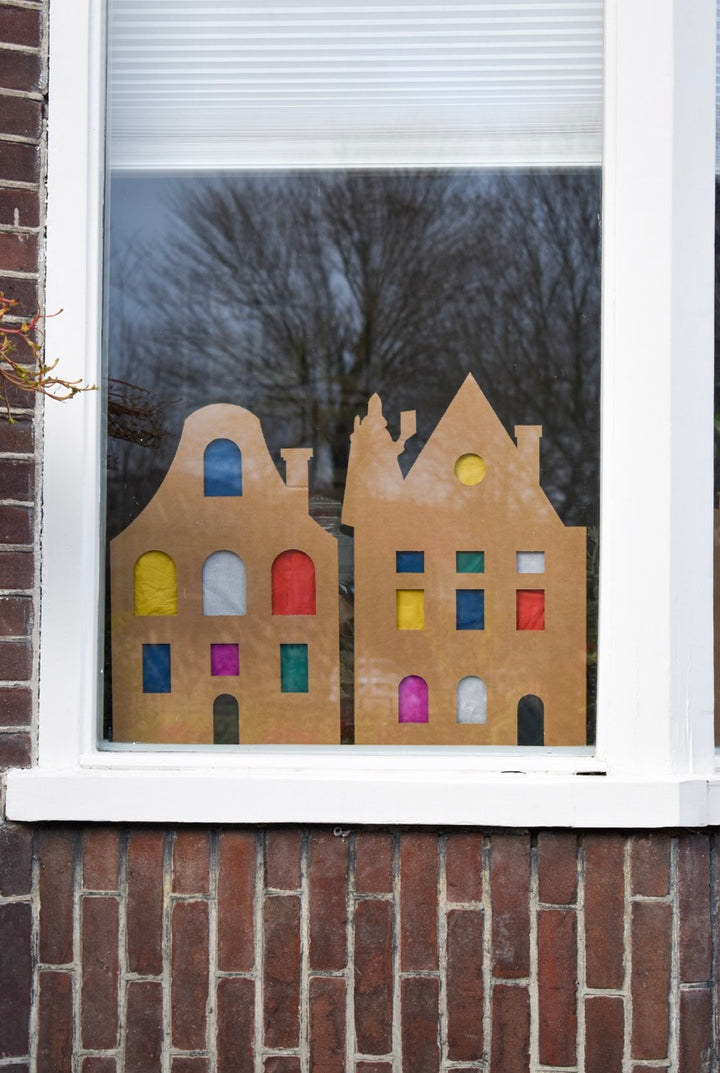 Cardboard Sinterklaas window decoration