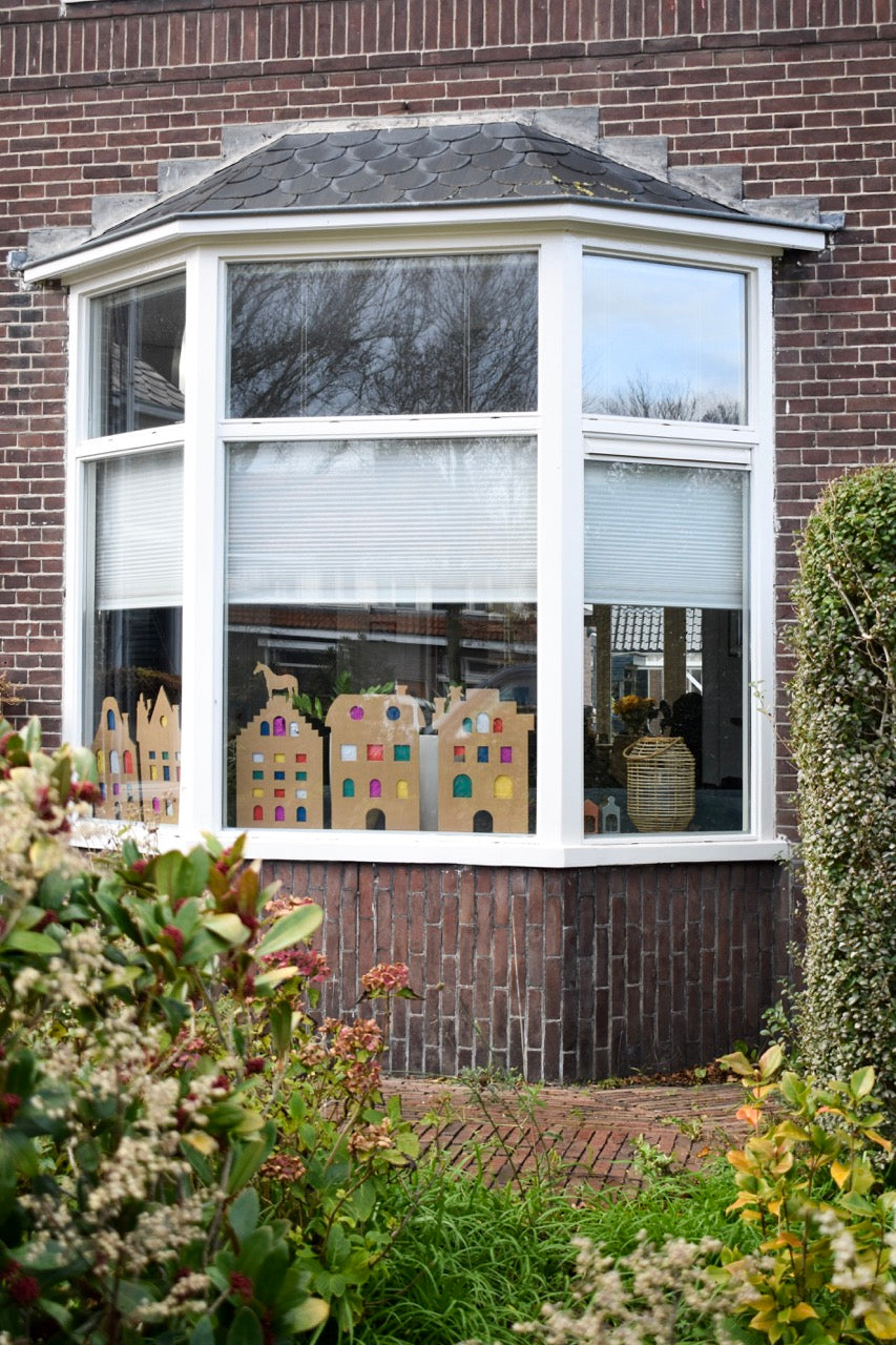 Cardboard Sinterklaas window decoration