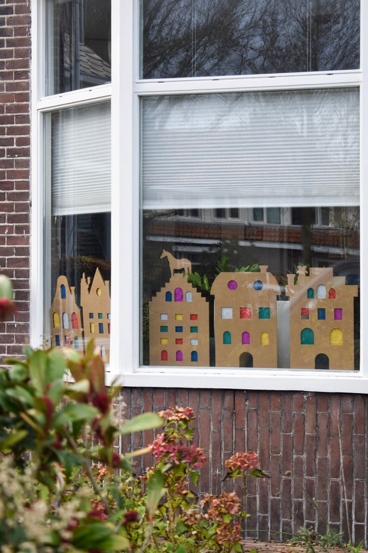 Cardboard Sinterklaas window decoration