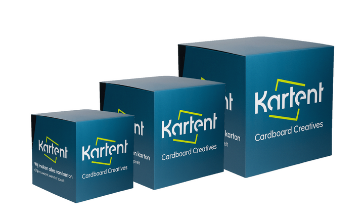 Kartonnen bedrukte stapelkubus op maat dicht