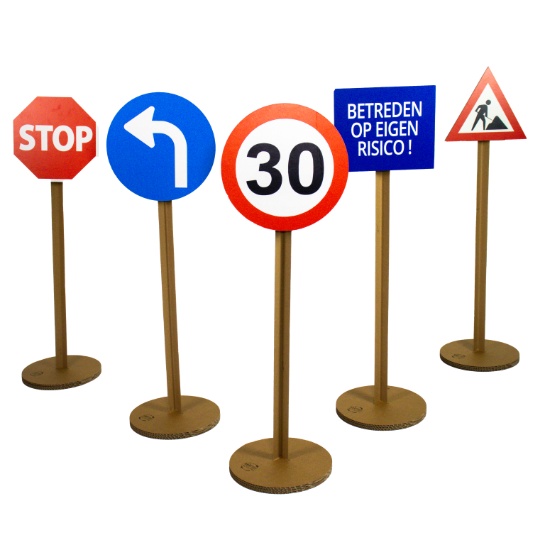 Cardboard traffic signs set