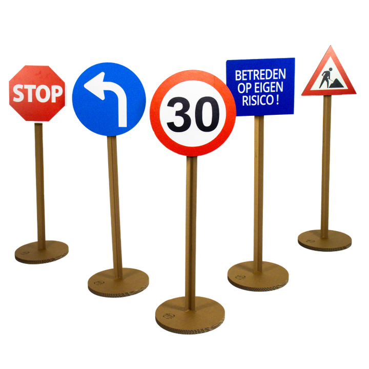 Cardboard traffic signs set