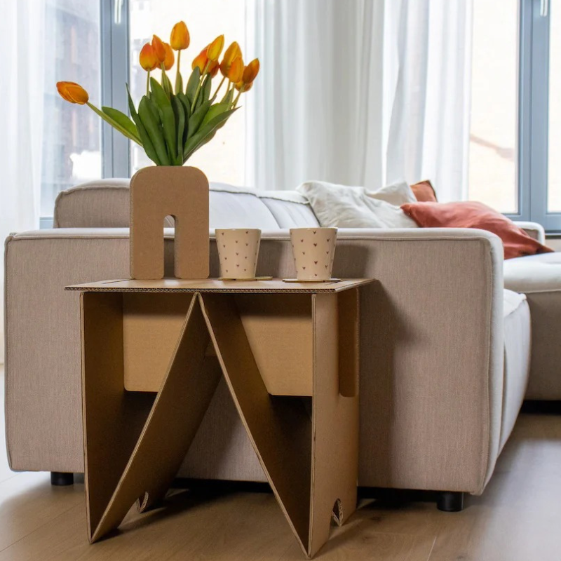 Cardboard folding side table