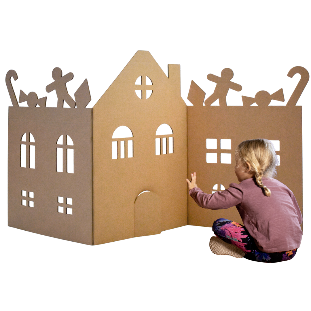 Kartonnen winter speelwand